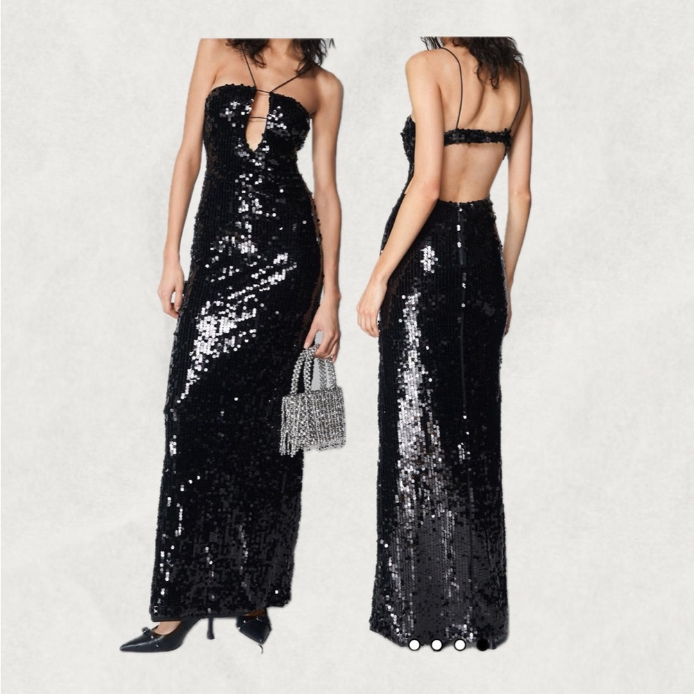 Black Sequin Lined Dress